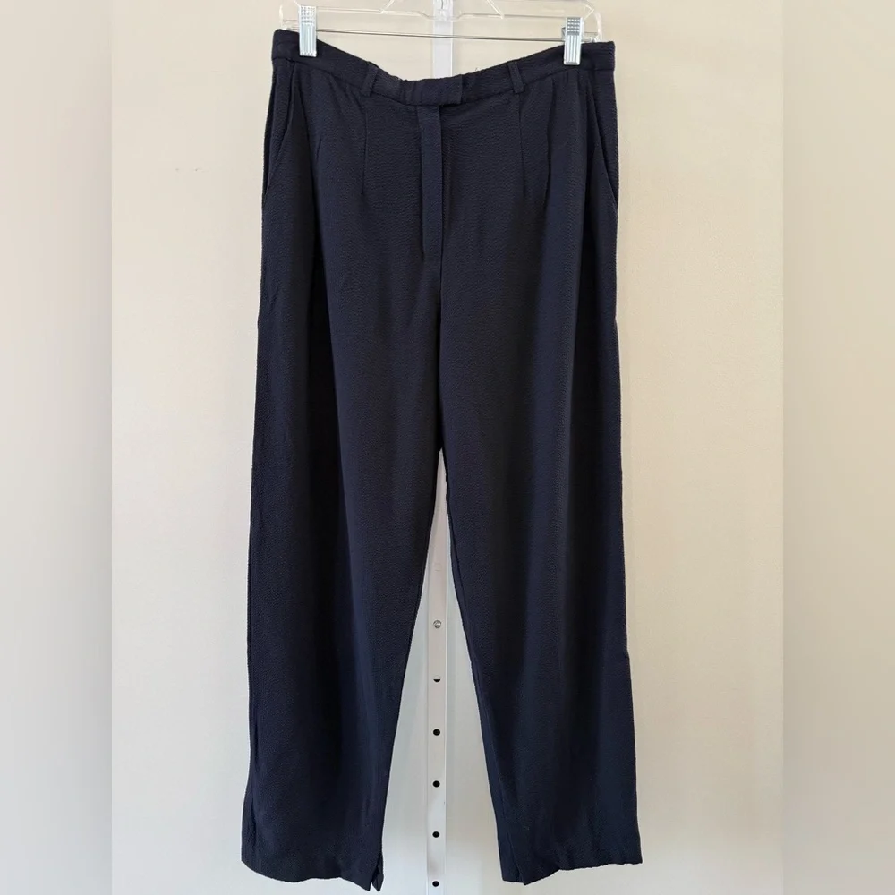 Escada Black Pleated Trousers Size EU 42 High Waist Straight Leg Career Pants
